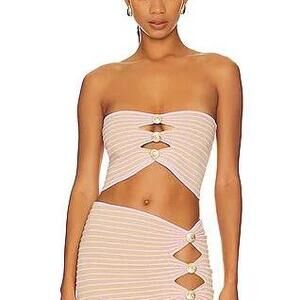 Retrofete Pink and White Strapless Top